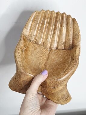Hand-Carved Wooden Hand Trinket Dish